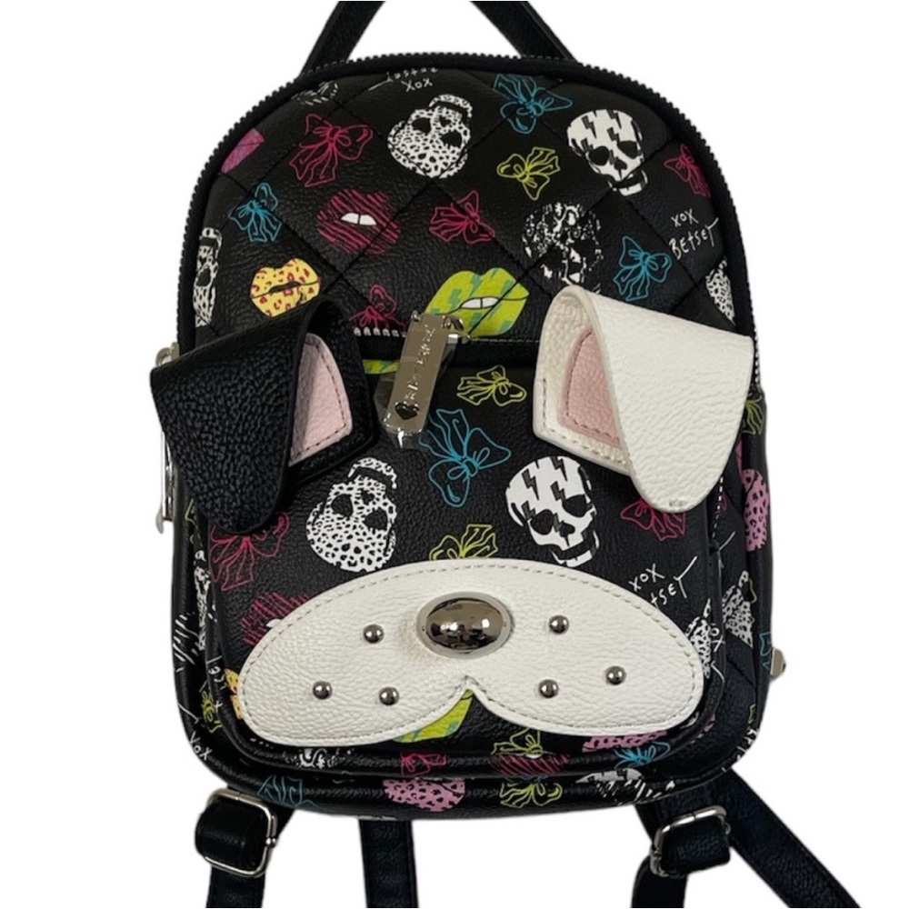 Betsey Johnson Quilted Mini Dog Puppy Backpack
Skull Black